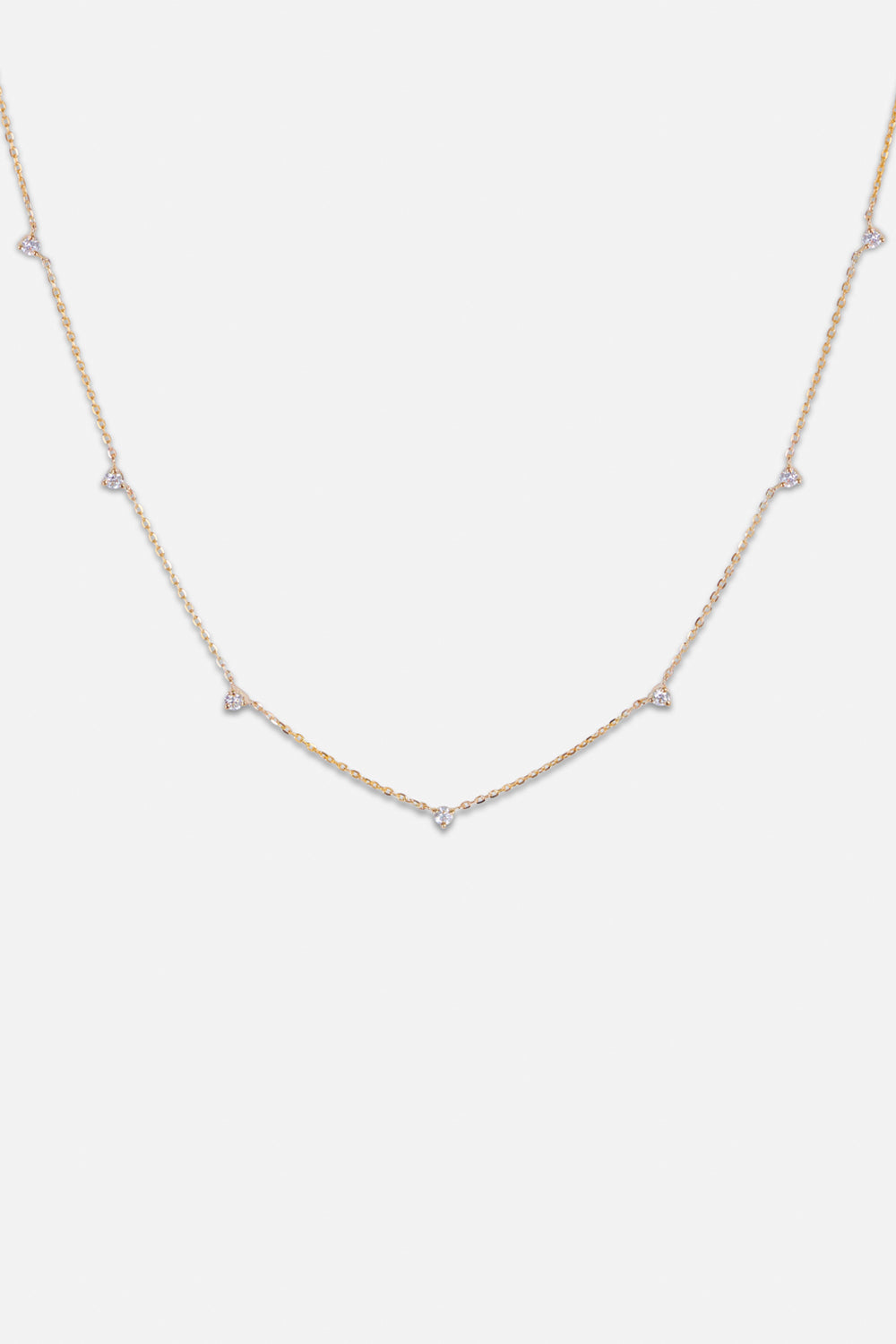 7 Round Diamond Necklace | Yellow Gold