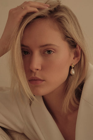 Oval Lemon Quartz Pearl Earrings | 9K Yellow Gold | Natasha Schweitzer
