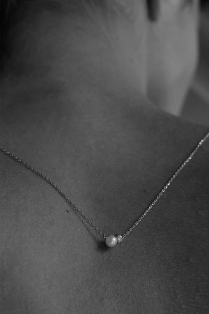 Diamond Pearl Duo Necklace | 9K White Gold | Natasha Schweitzer