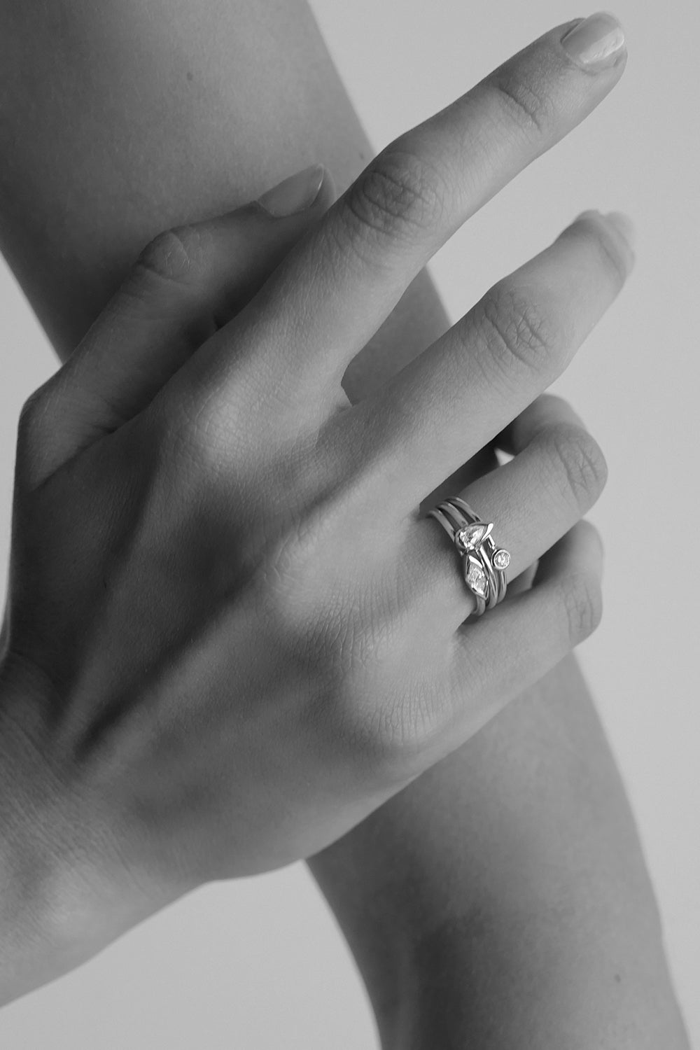 Mini Diamond Ring | 9K White Gold| Natasha Schweitzer