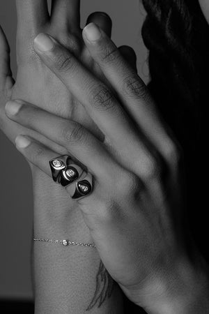 Oval Diamond Signet Ring | White Gold | Natasha Schweitzer