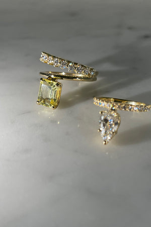 Double Band Buttercup Lemon Quartz Ring | Yellow Gold | Natasha Schweitzer