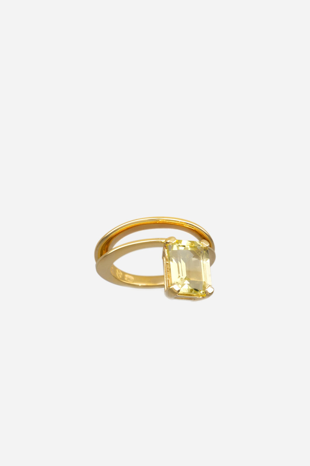 Double Band Lemon Quartz Ring | 9K Yellow Gold| Natasha Schweitzer