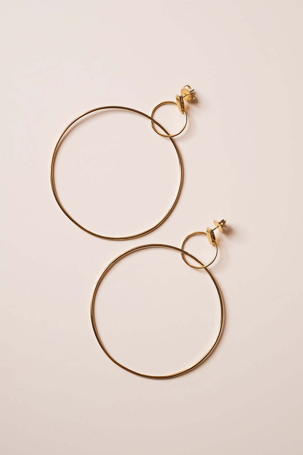 Double Drop Hoop Earrings | Gold Plated| Natasha Schweitzer