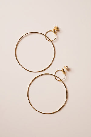 Double Drop Hoop Earrings | Gold Plated | Natasha Schweitzer