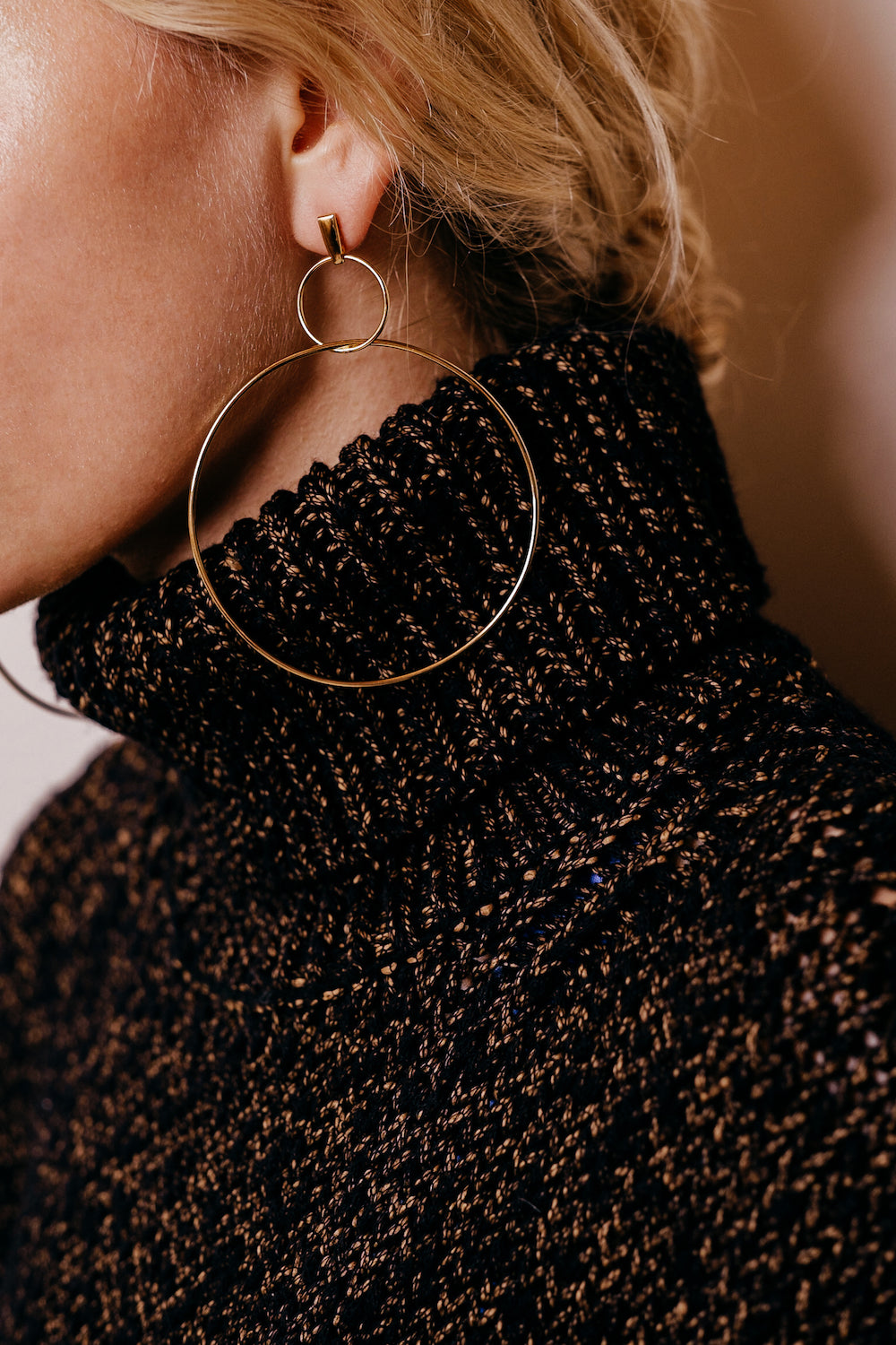 Double Drop Hoop Earrings | Gold Plated| Natasha Schweitzer
