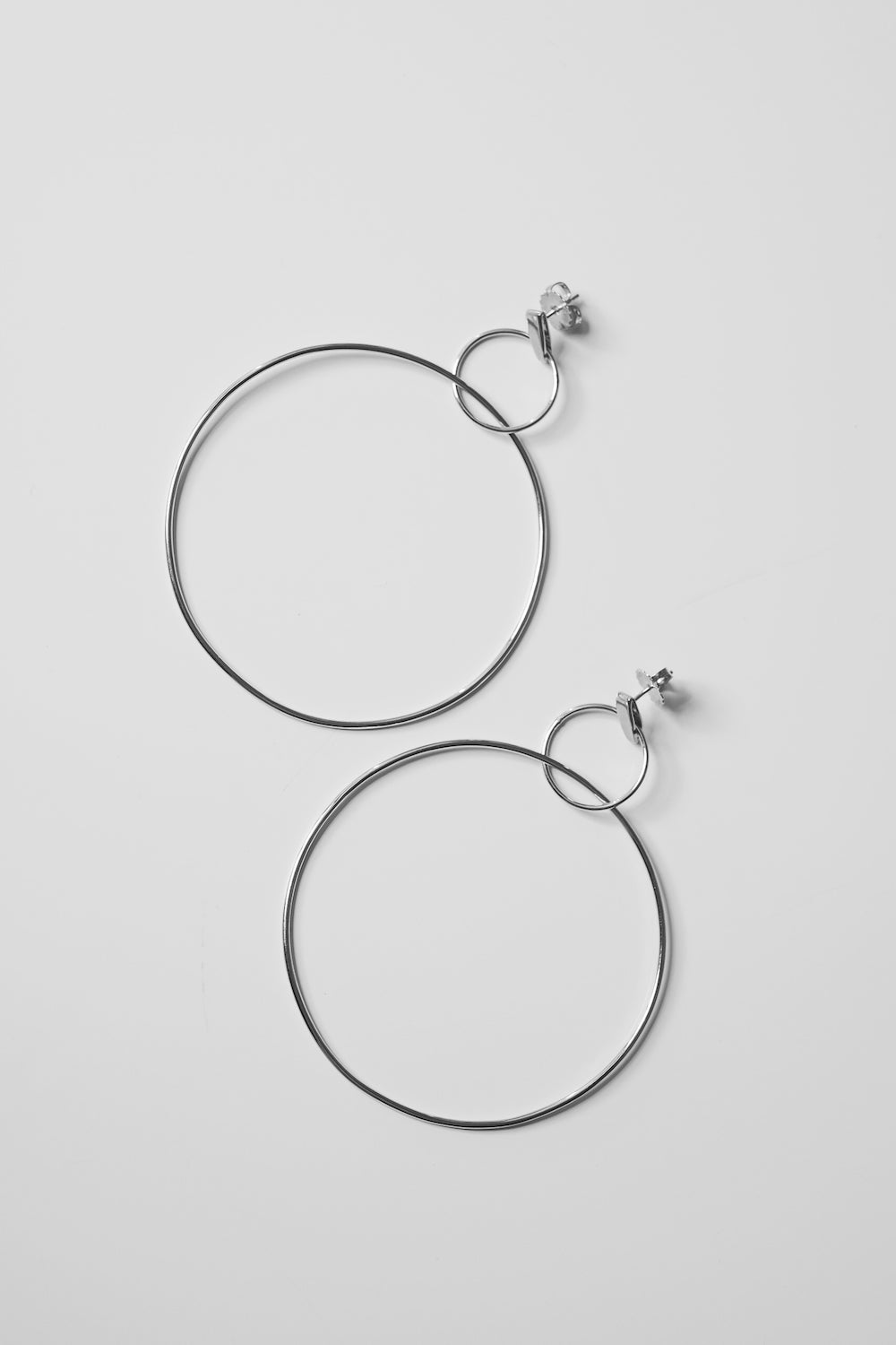 Double Drop Hoop Earrings | Silver| Natasha Schweitzer