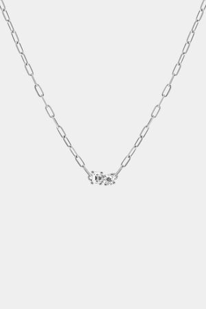 Emerald and Round Diamond Toi Et Moi Necklace | 18K White Gold | Natasha Schweitzer