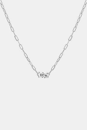 Emerald and Round Diamond Toi Et Moi Necklace | White Gold | Natasha Schweitzer