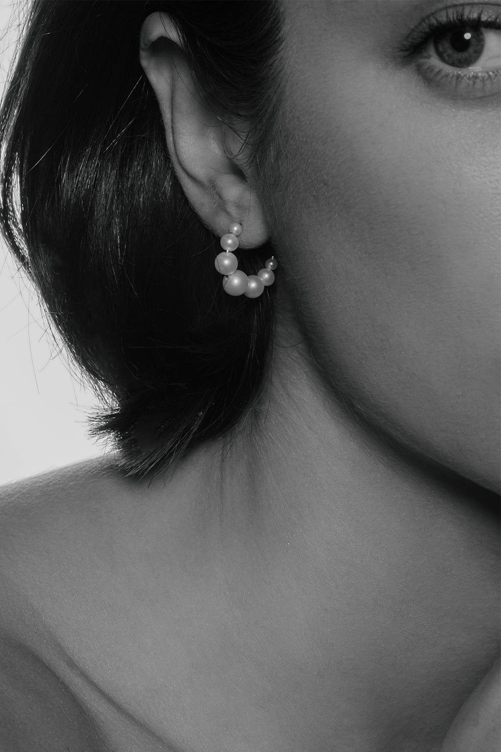Graduating Pearl Hoops | Silver| Natasha Schweitzer