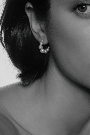 Graduating Pearl Hoops | Silver | Natasha Schweitzer