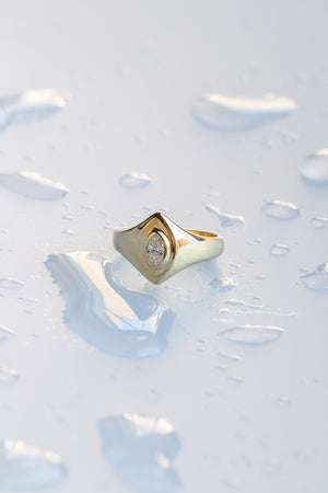Marquise Diamond Signet Ring | Yellow Gold | Natasha Schweitzer