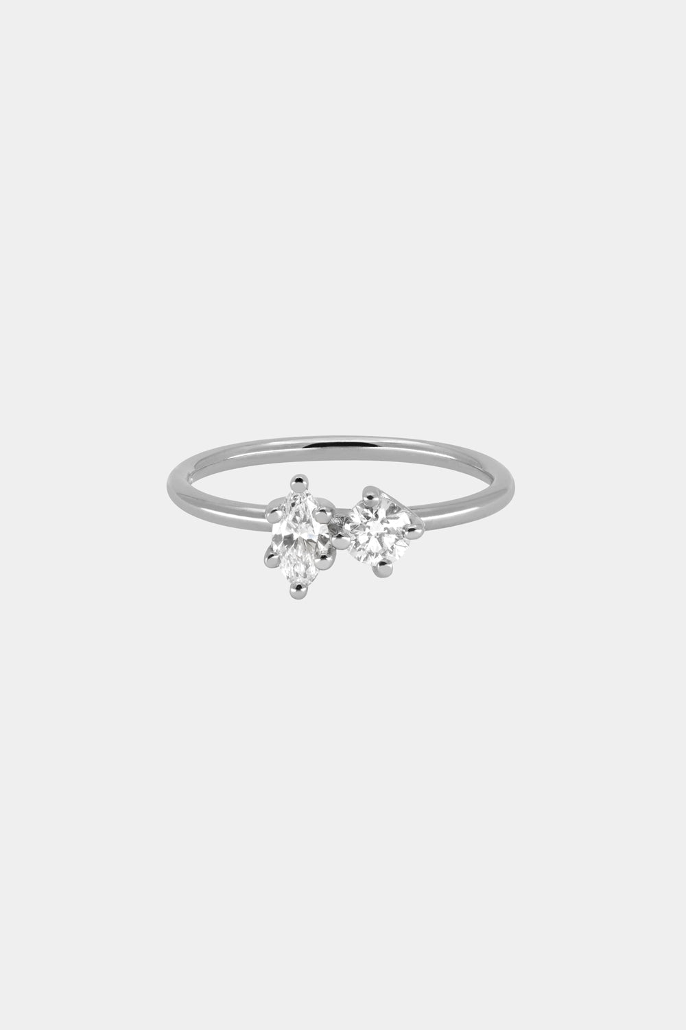 Marquise and Round Diamond Toi Et Moi Ring | 18K White Gold