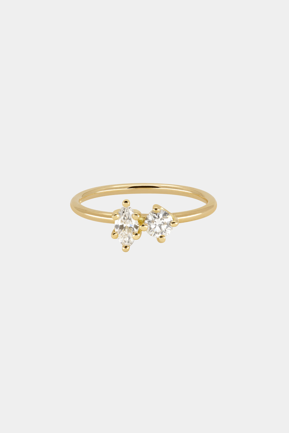 Marquise and Round Diamond Toi Et Moi Ring | 18K Yellow Gold
