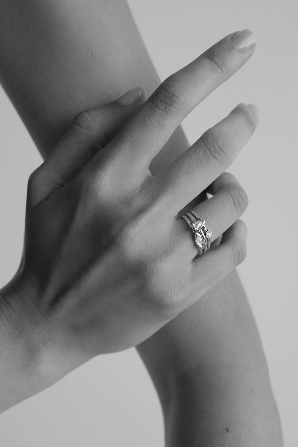 Mini Marquise Diamond Ring | 9K White Gold| Natasha Schweitzer