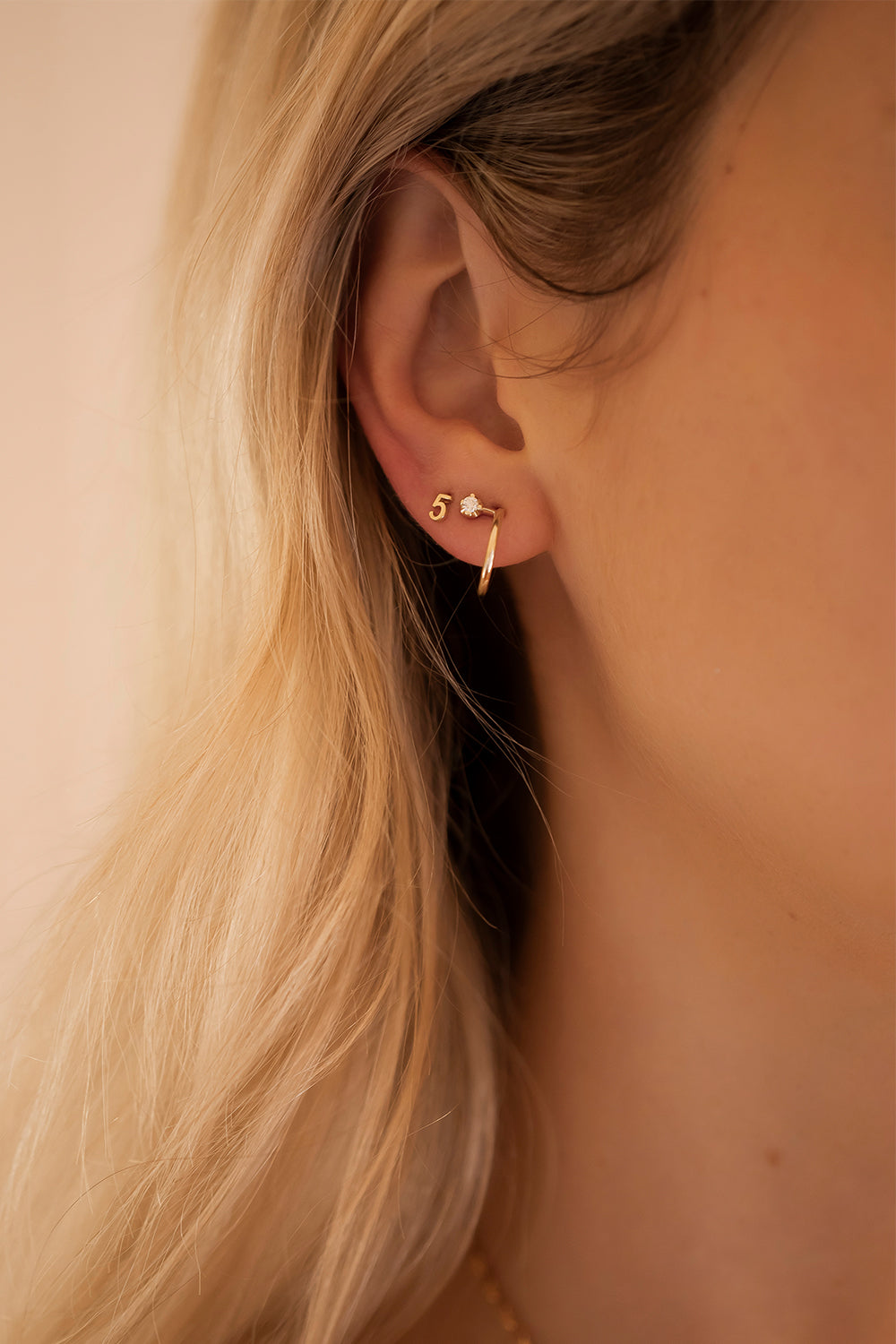 Mini Lara Diamond Hoop Earrings | 9K Yellow Gold| Natasha Schweitzer