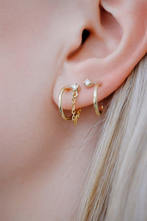 Mini Lara Diamond Chain Hoop Earrings | 9K Yellow Gold | Natasha Schweitzer