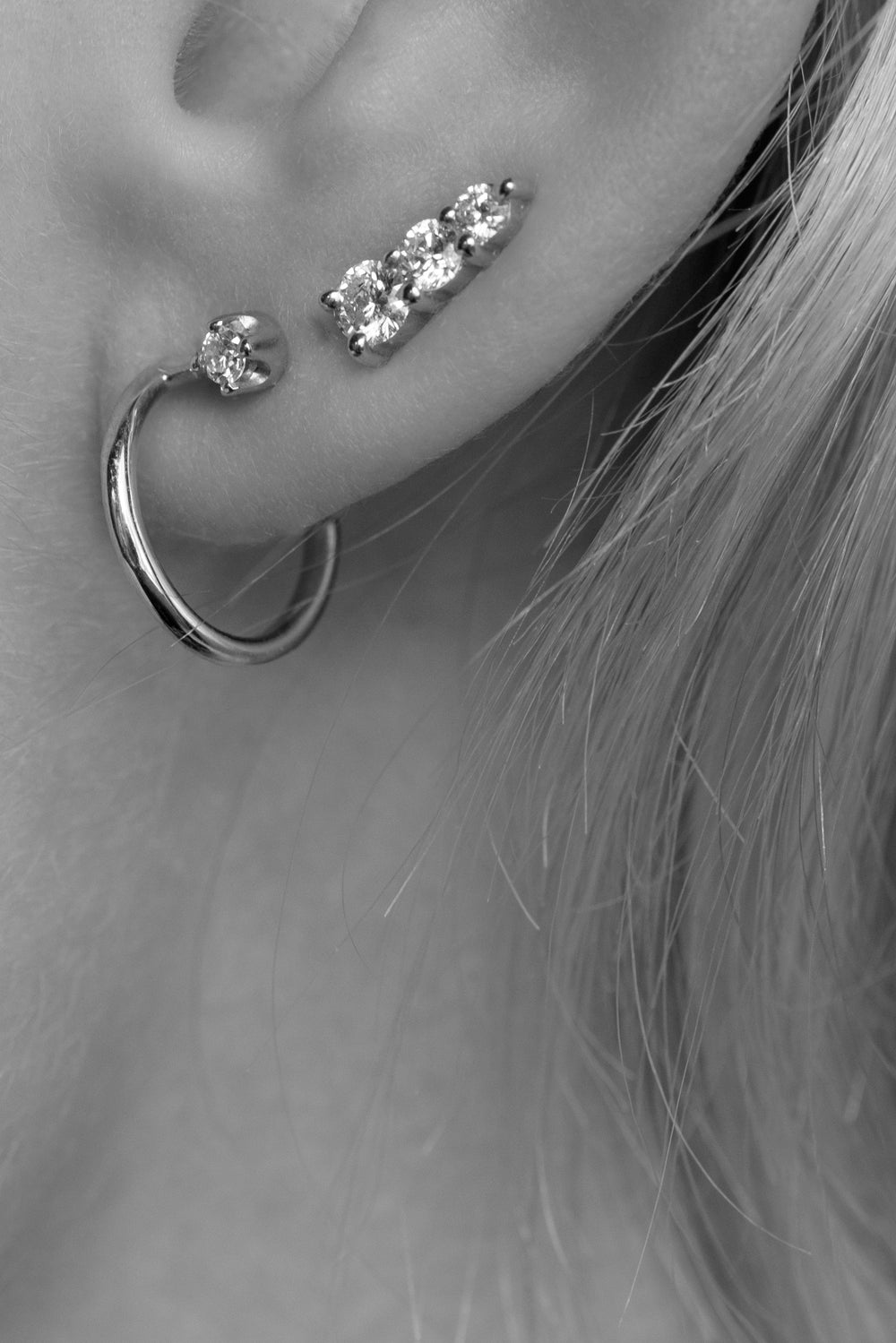 Mini Lara Diamond Hoop Earrings | 9K White Gold