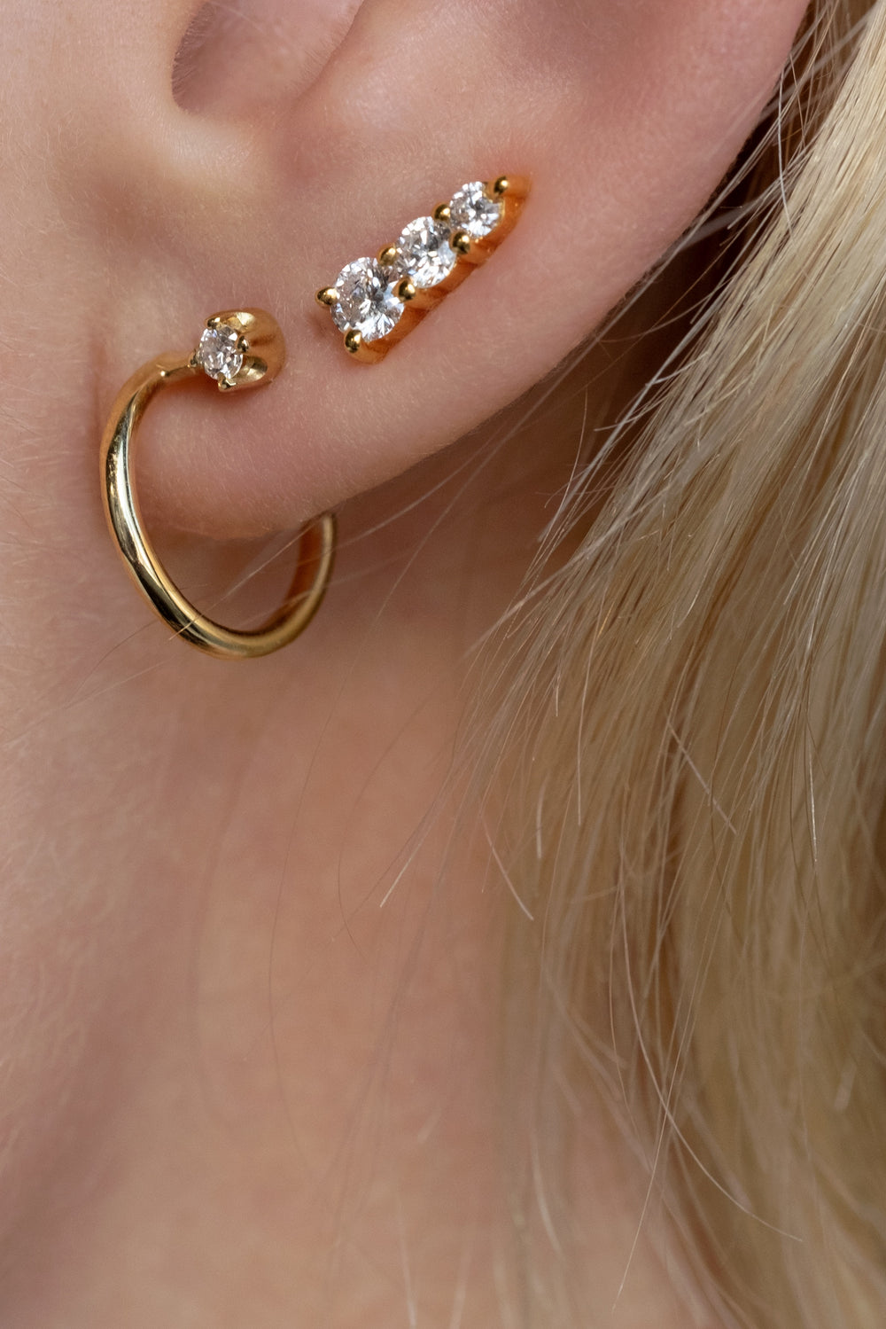 Mini Lara Diamond Hoop Earrings | 9K Yellow Gold