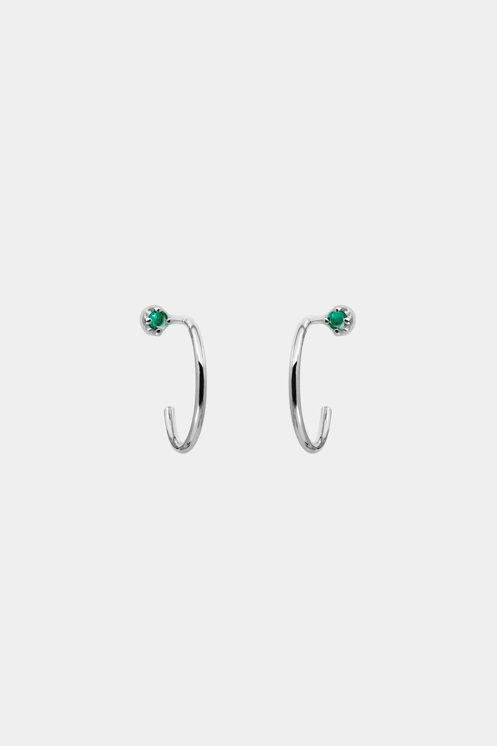 Mini Lara Emerald Hoop Earrings | 9K White Gold