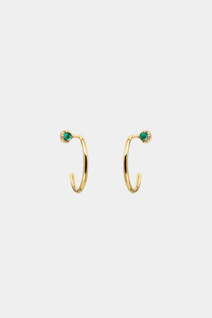 Mini Lara Emerald Hoop Earrings | 9K Yellow Gold | Natasha Schweitzer