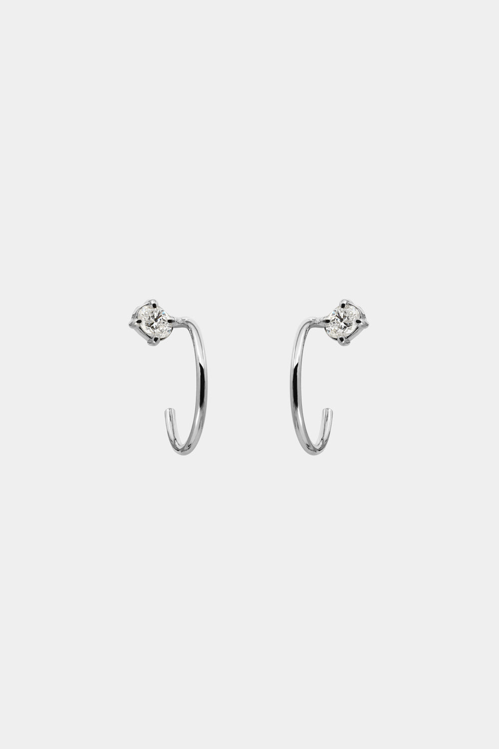Mini Lara Oval Diamond Hoop Earrings | 18K White Gold