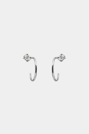 Mini Lara Oval Diamond Hoop Earrings | 18K White Gold | Natasha Schweitzer