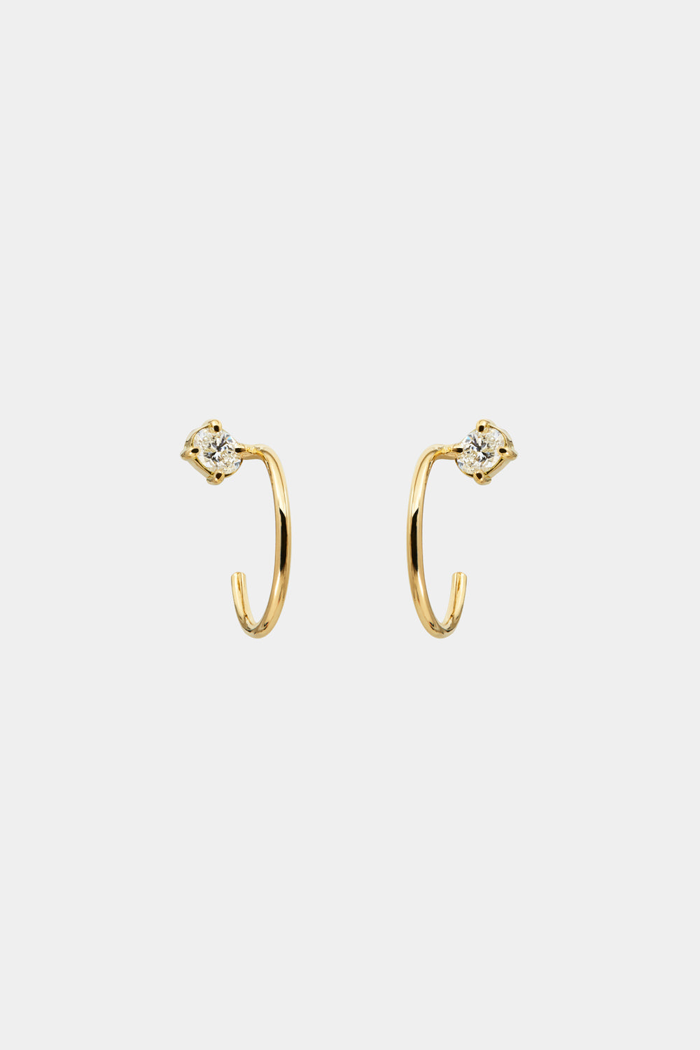 Mini Lara Oval Diamond Hoop Earrings | 18K Yellow Gold