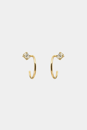 Mini Lara Oval Diamond Hoop Earrings | 18K Yellow Gold | Natasha Schweitzer