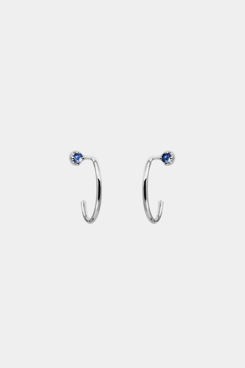 Mini Lara Sapphire Hoop Earrings | 9K White Gold