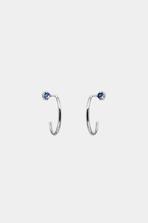 Mini Lara Sapphire Hoop Earrings | 9K White Gold | Natasha Schweitzer