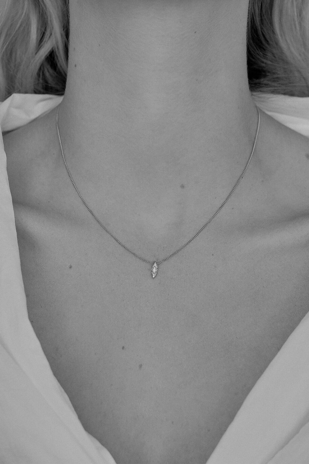 Mini Marquise Diamond Necklace | White Gold