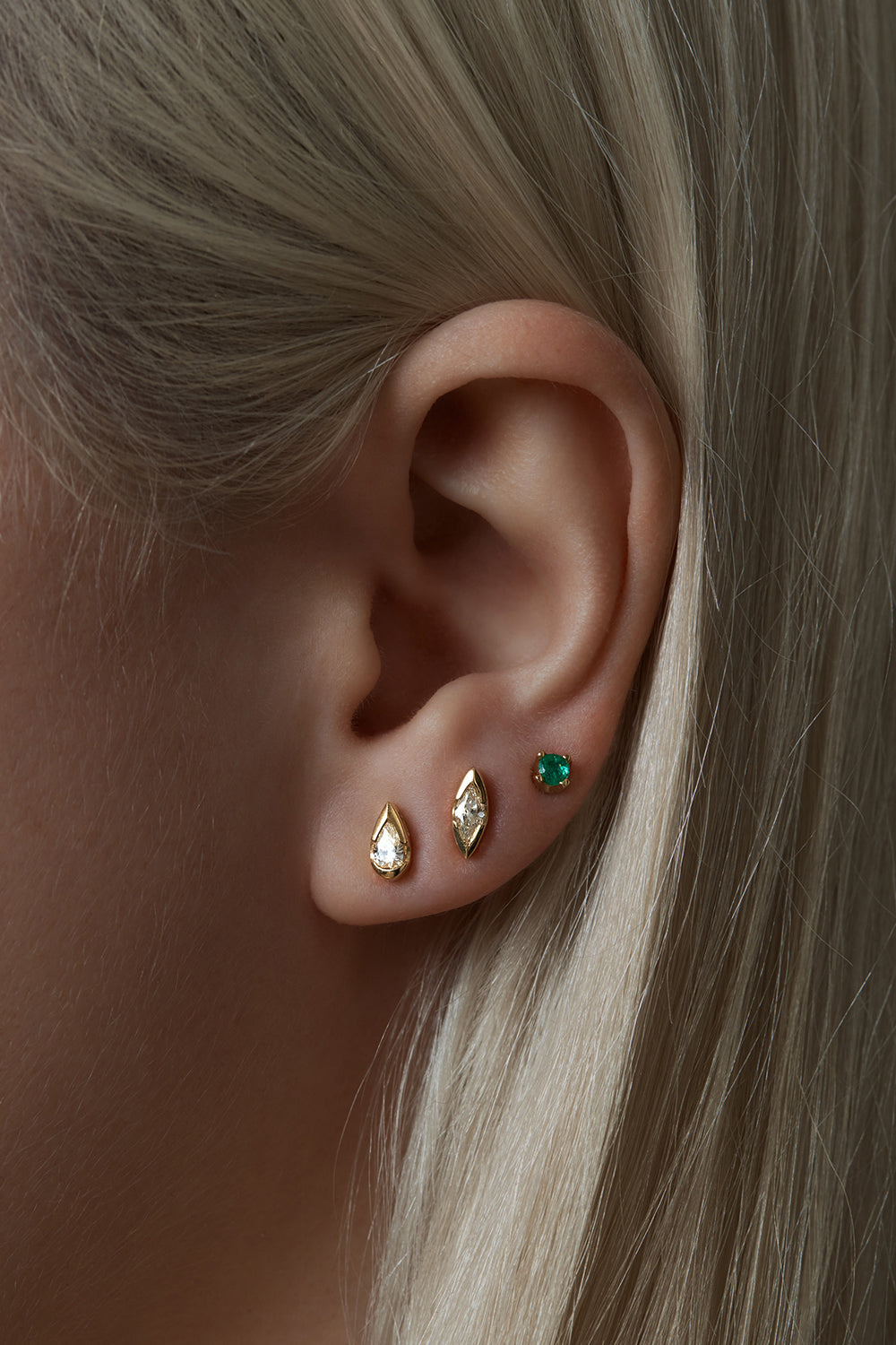 Mini Marquise Diamond Studs | 18K Yellow Gold