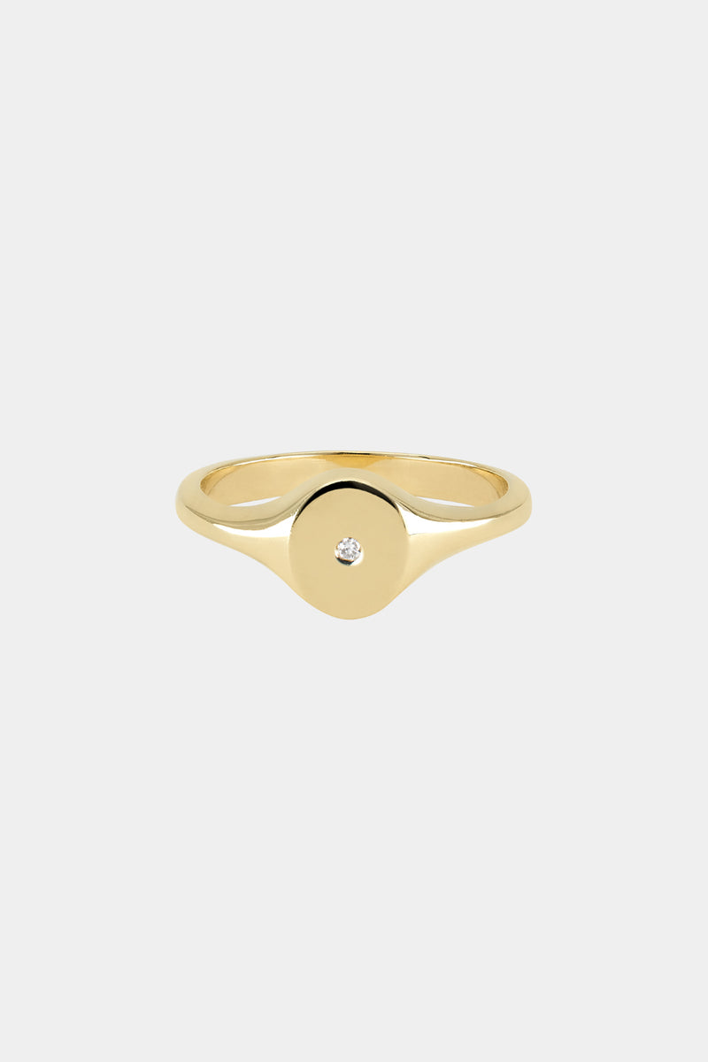 NATASHA SCHWEITZER | Ring | Mini Oval Signet Ring | Yellow Gold
