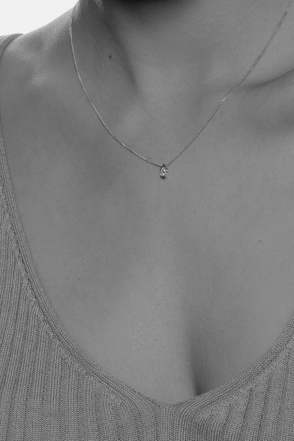 Mini Pear Diamond Necklace | White Gold| Natasha Schweitzer