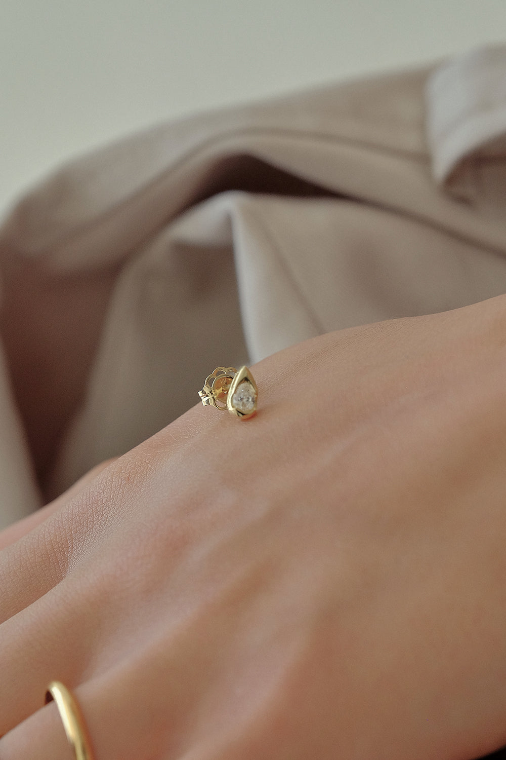 Mini Pear Diamond Studs | 18K Yellow Gold| Natasha Schweitzer