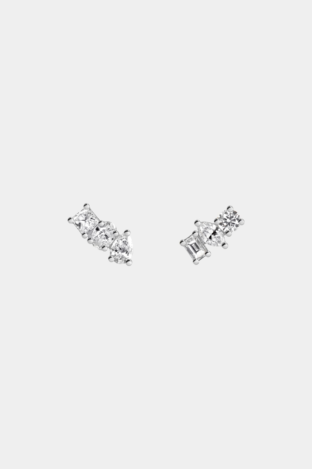 Mini Scattered Diamond Studs | 18K White Gold