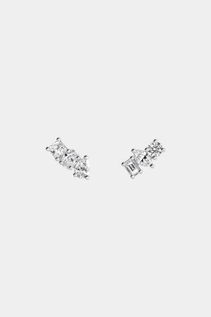 Mini Scattered Diamond Studs | 18K White Gold | Natasha Schweitzer