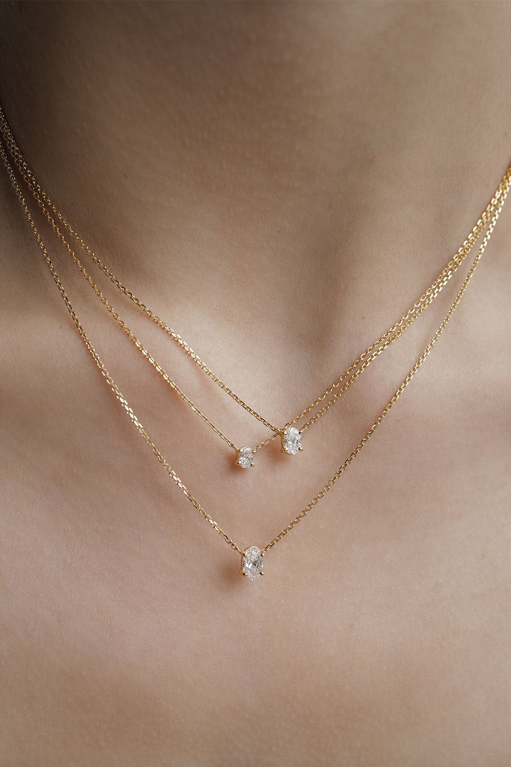 Oval Diamond Necklace | 18K Gold| Natasha Schweitzer