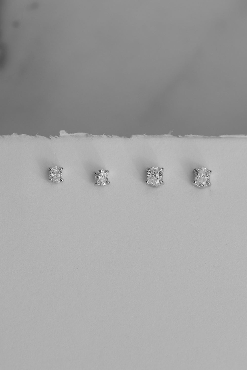 Oval Diamond Studs | 18K White Gold| Natasha Schweitzer