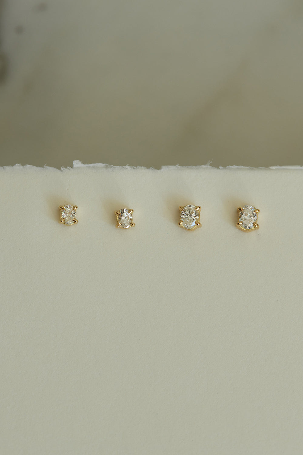Oval Diamond Stud Earrings | 18K Yellow Gold| Natasha Schweitzer