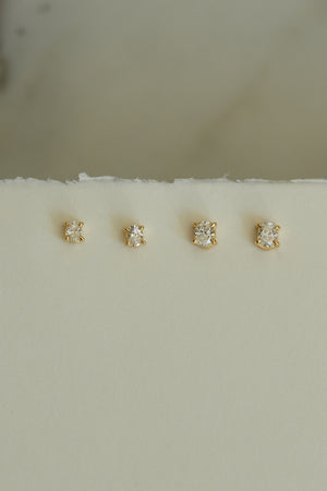 Oval Diamond Stud Earrings | 18K Yellow Gold | Natasha Schweitzer