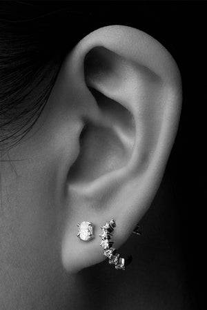 Oval Diamond Stud Earrings | 18K White Gold | Natasha Schweitzer