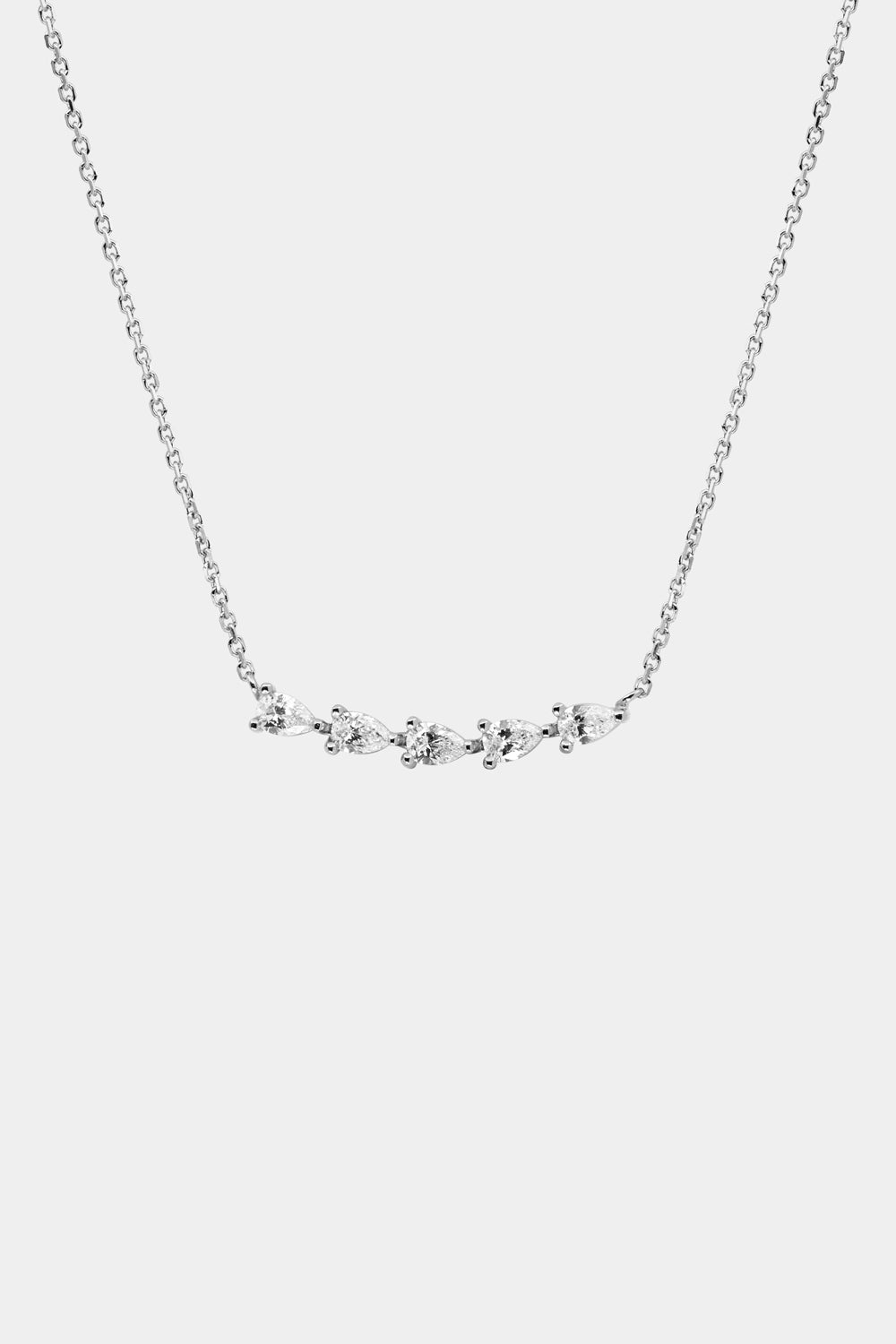 Pear Diamond Bar Necklace | 18K White Gold| Natasha Schweitzer