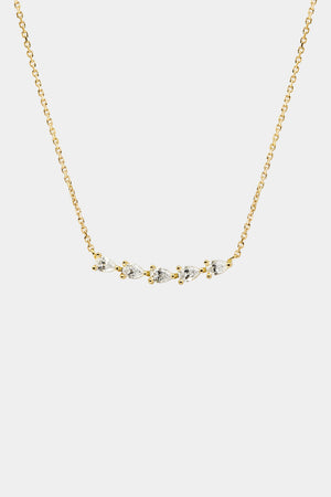 Curved Pear Diamond Bar Necklace | 18K Yellow Gold | Natasha Schweitzer