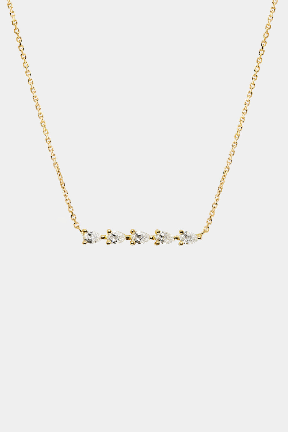 Pear Diamond Bar Necklace | 18K Yellow Gold