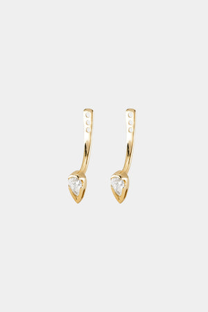 Pear Diamond Stud Ear Jacket Drops | Gold | Natasha Schweitzer