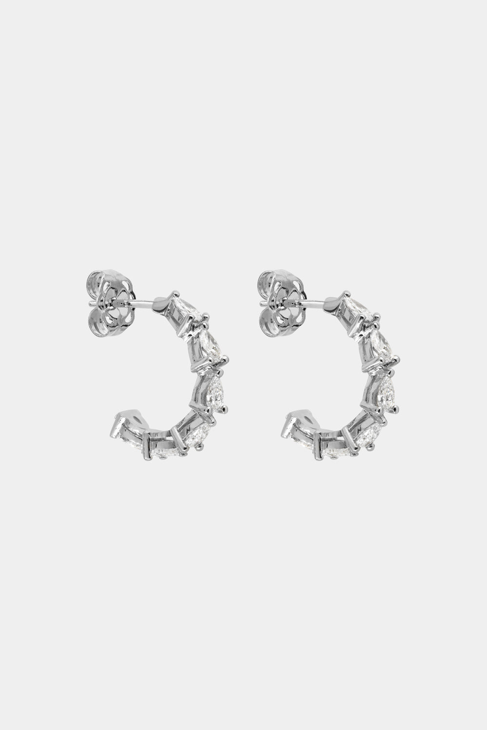 Pear Diamond Hoop Earrings | 18K White Gold| Natasha Schweitzer