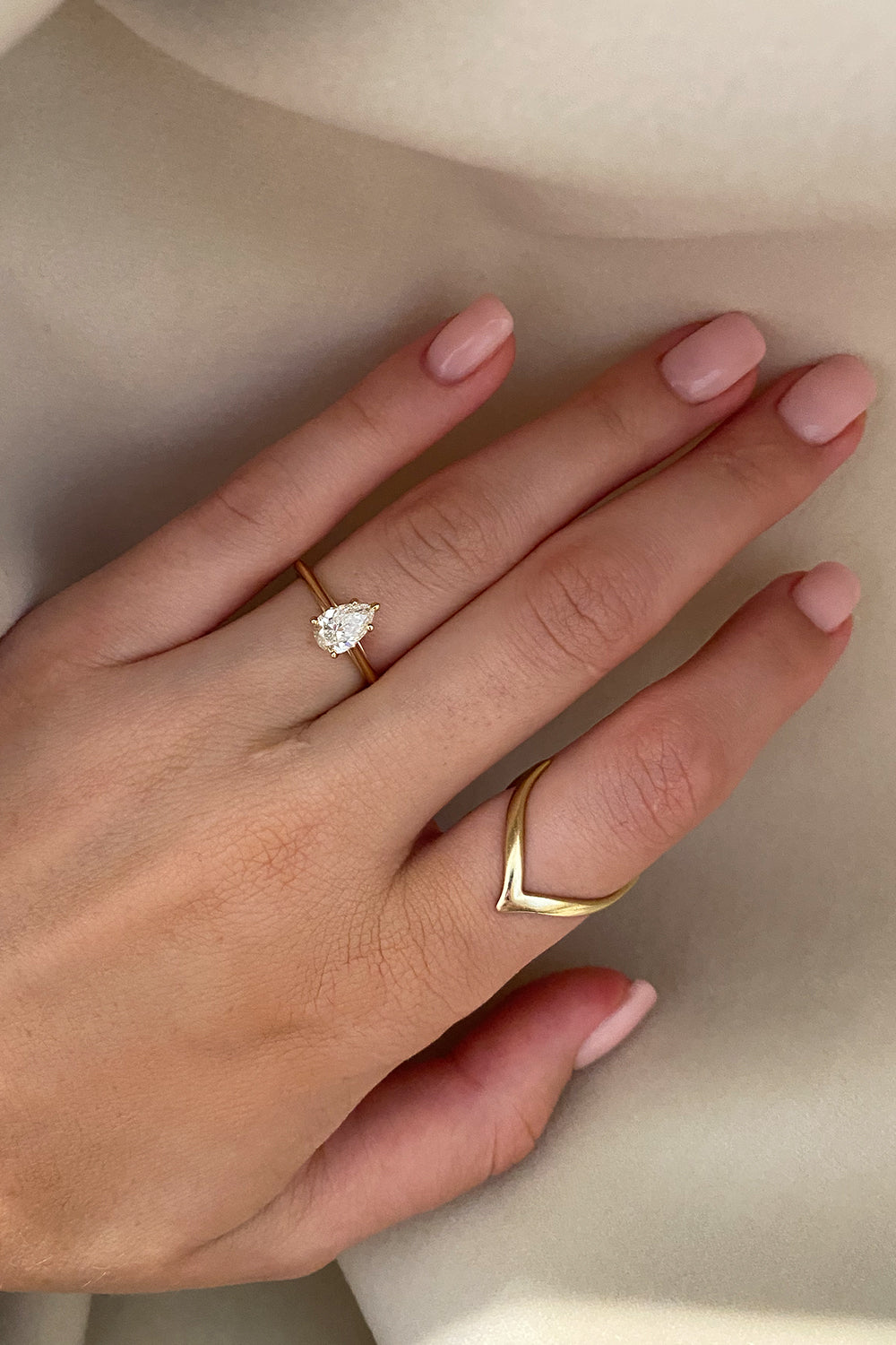 Pear Diamond Ring | 18K Gold| Natasha Schweitzer