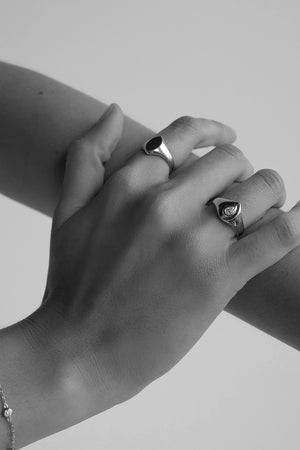 Pear Diamond Signet Ring | White Gold | Natasha Schweitzer